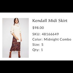 Free people Kendall midi skirt